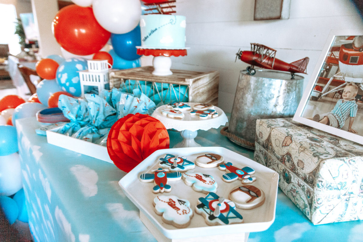 Aviation Cookies, airplane party cookies, third birthday