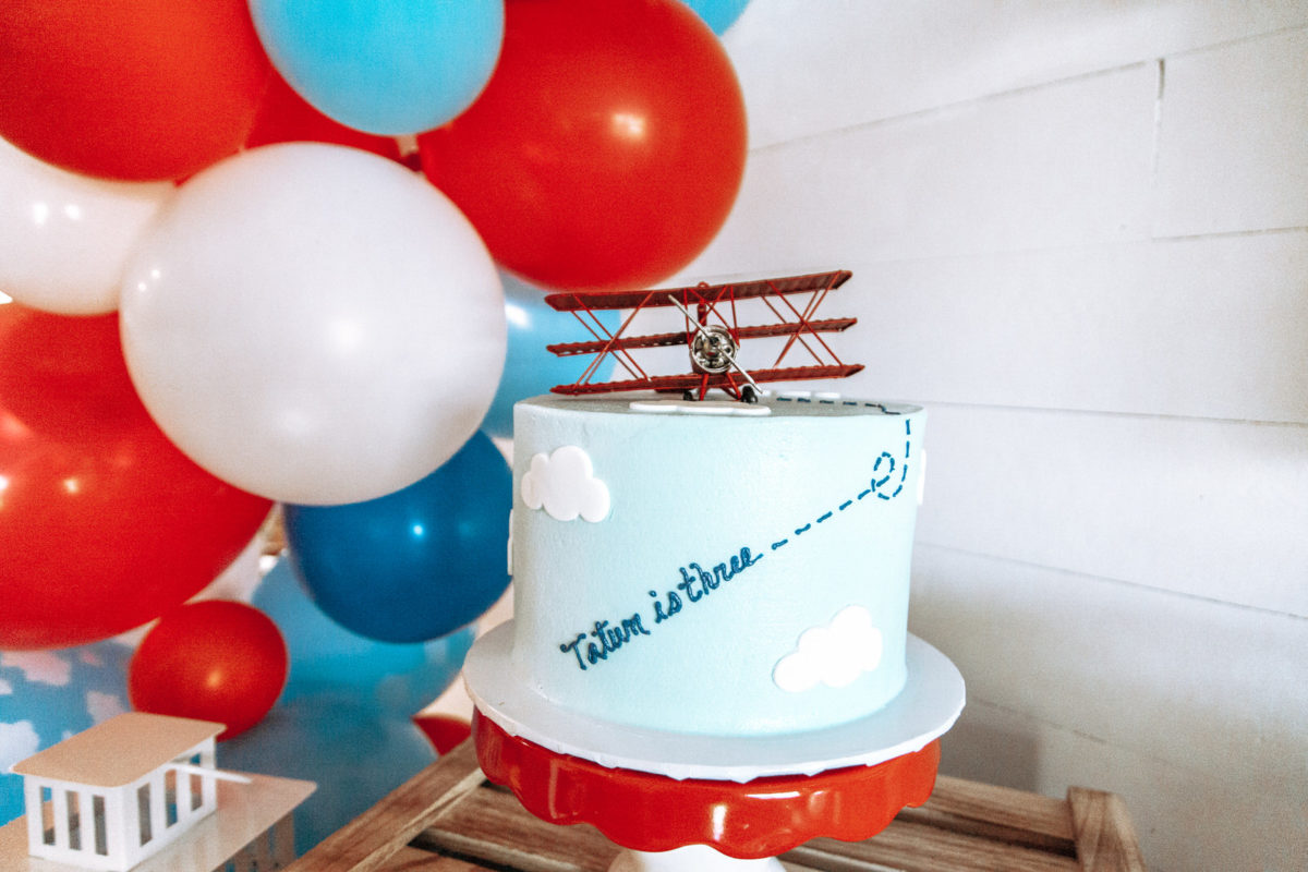 Cloud cake, airplane party cake, third birthday