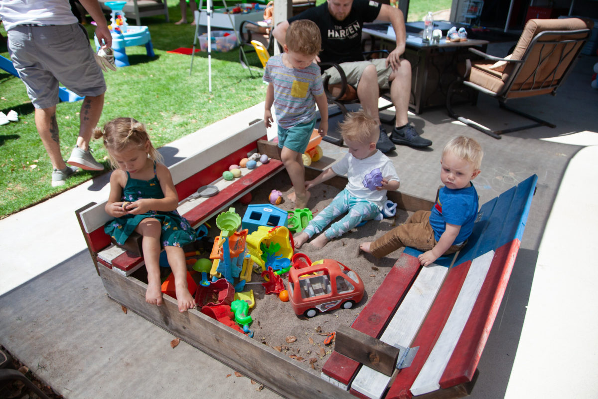 Birthday Party Activities - red white and blue sandbox