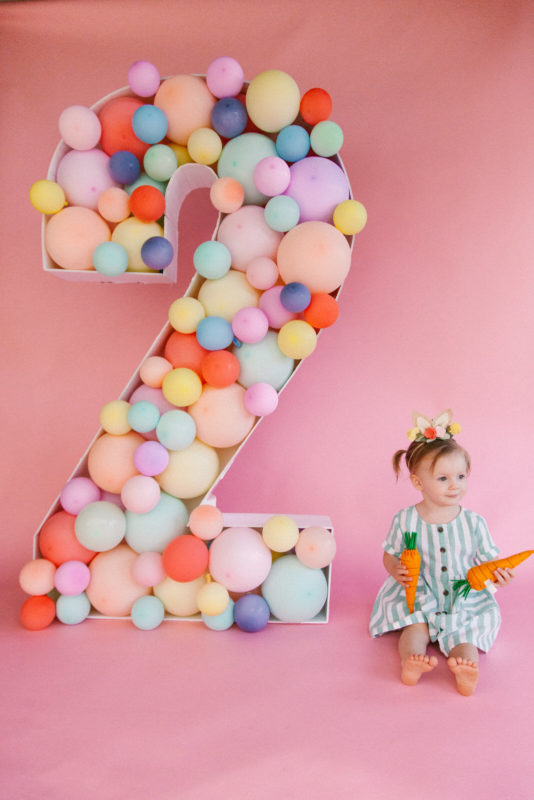 baby girl's second birthday photoshoot. Bunny themed photoshoot