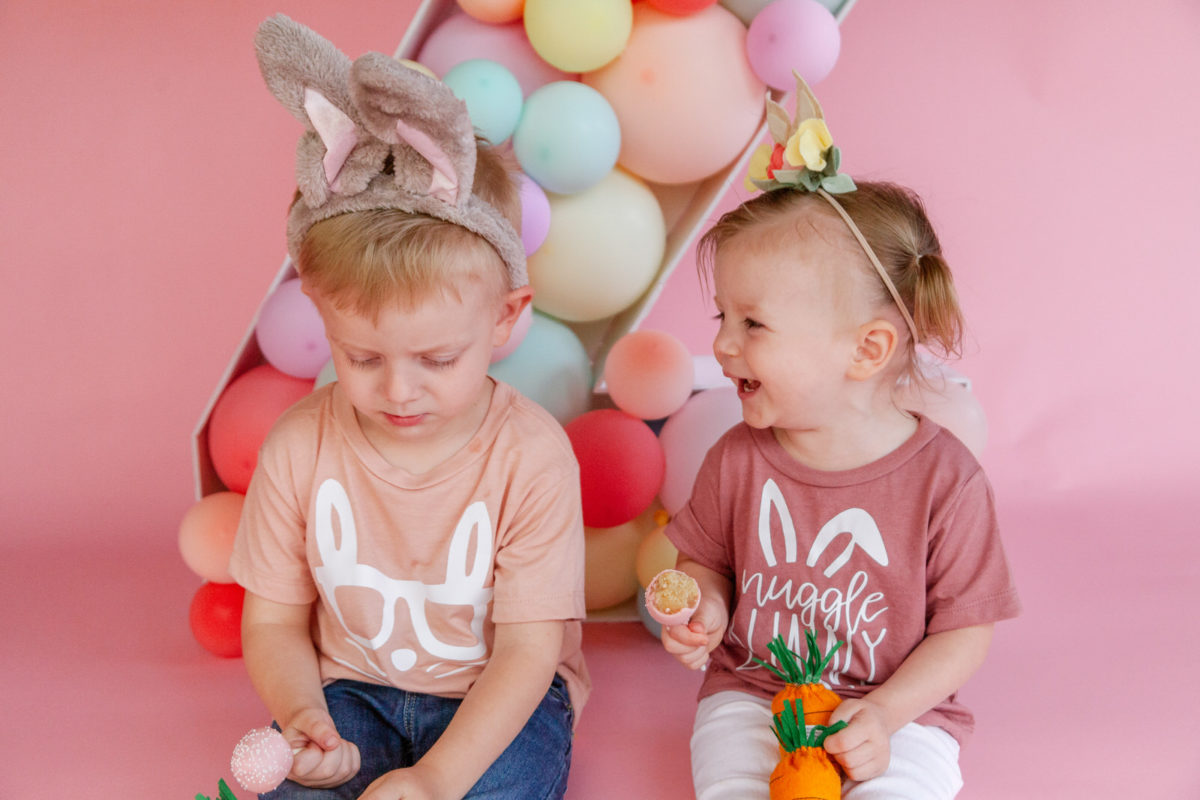 Somebunnies two! Brother and sister Bunny themed photoshoot