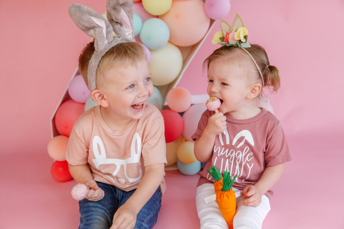 Somebunnies two! Brother and sister Bunny themed photoshoot