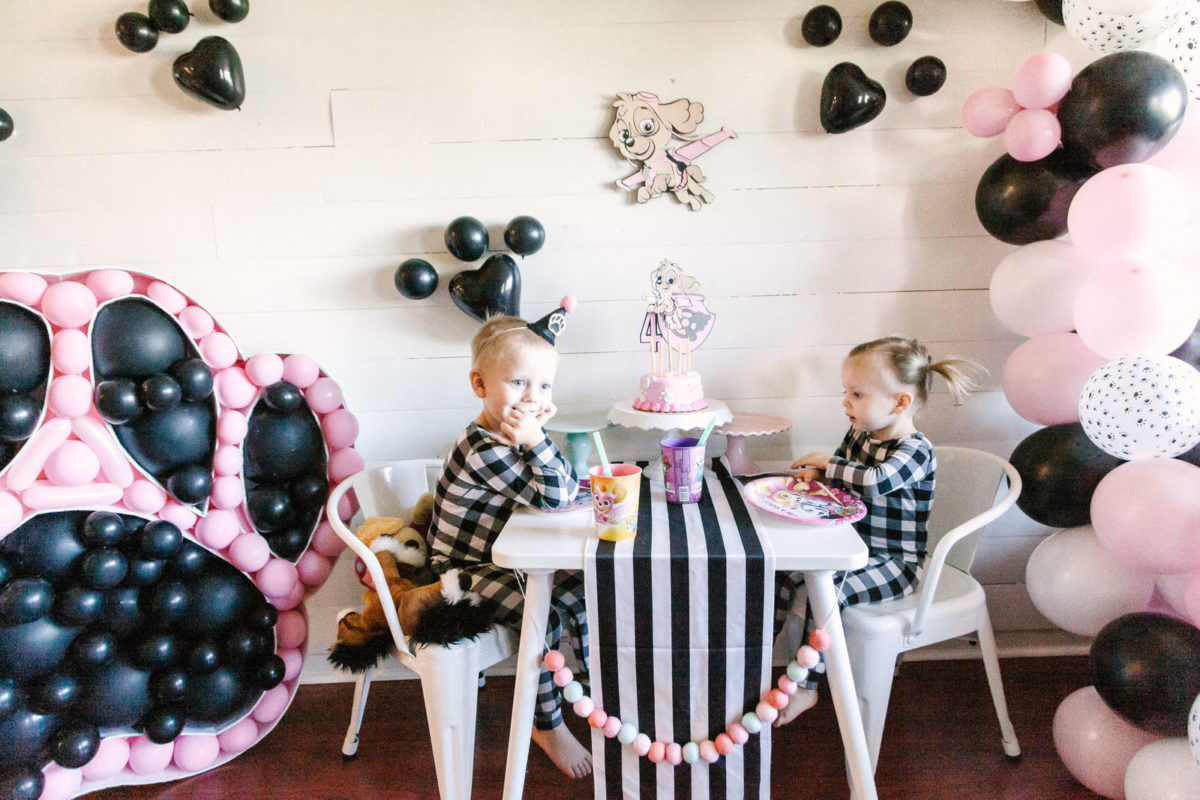 Black white and pink paw patrol party