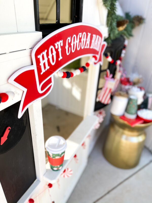 Playhouse Christmas Decor + hot coco bar